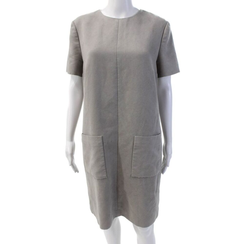 Lyn Devon Womens Textured Short Sleeve Round Neck Pencil Dress Nude Size 10